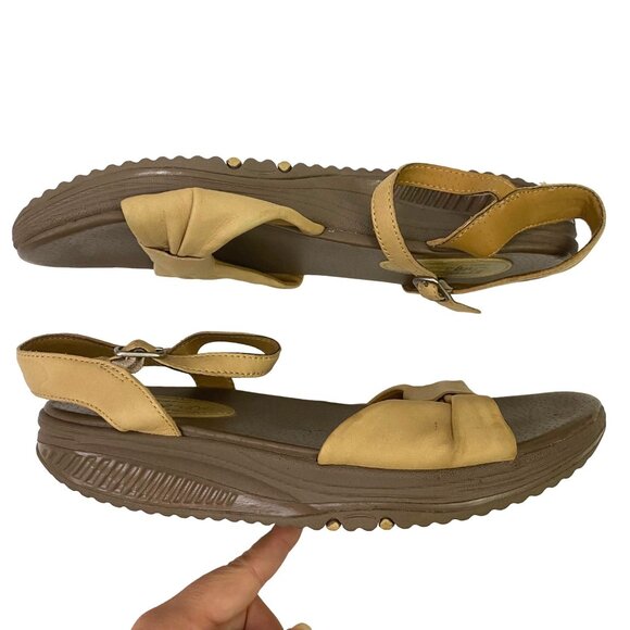 Skechers Shape-Ups 24918 Leather Camel Tan Sandals Ankle Straps Walking Size 7.5 - Picture 4 of 15